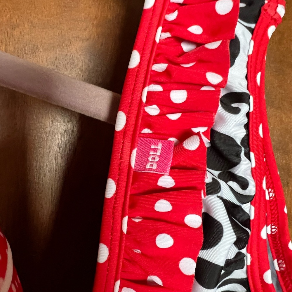 Dollcake Red and White Polka Dot Ruffled Bikini - Picture 2 of 6